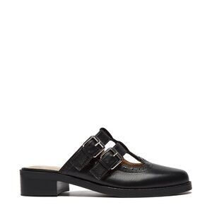Black Leather Women's Shoes- Silent D Dallas Mule